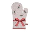 See slide Christmas oven mitt beige tree Merry Christmas holly 18x30cm