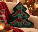 Voir la slide Coussin déco Noël forme sapin vert velours baies rouges H40cm