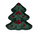 See slide Christmas decorative cushion tree shape green velvet red berries H40cm