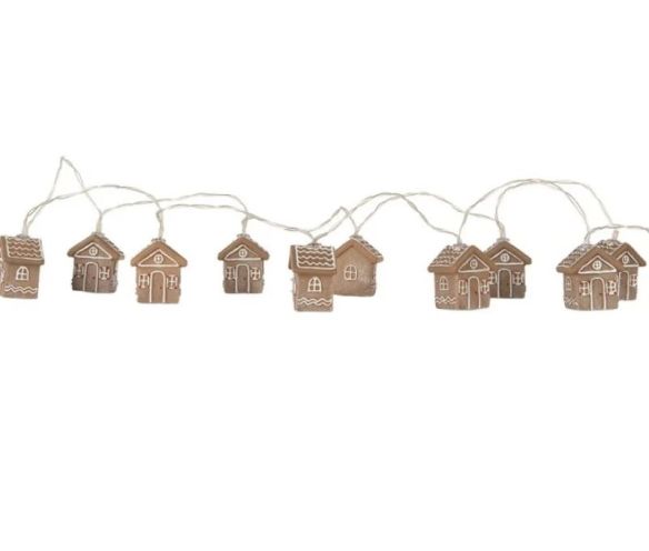 Christmas LED garland 10 gingerbread houses brown 150cm
