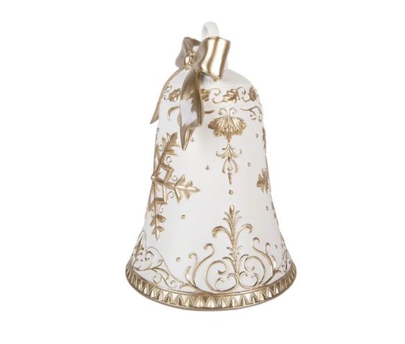 Christmas decoration white gold bell snowflake bow Ø18 x H26cm