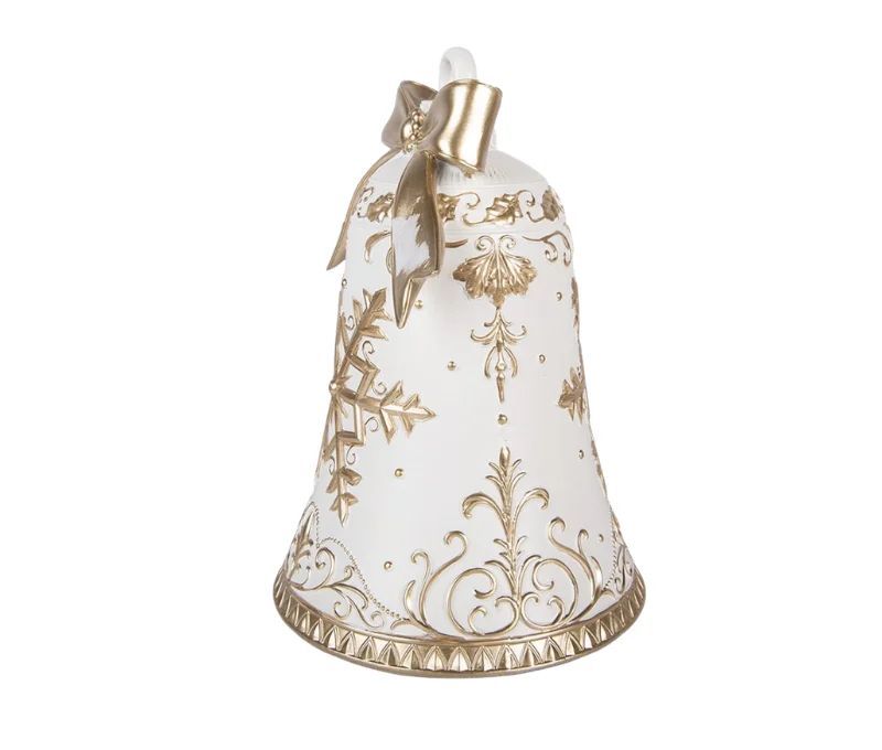 Christmas decoration white gold bell snowflake bow Ø18 x H26cm