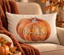Voir la slide Coussin déco automne citrouille Hello Pumpkin tartan brun réversible 30x50cm