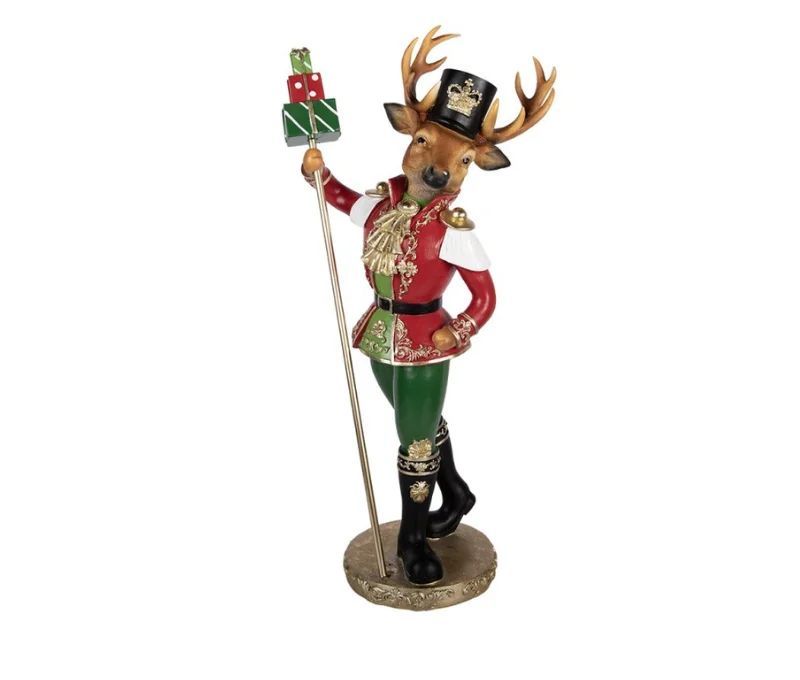 Christmas decoration prestige stag soldier red gold uniform gifts L29 x H61cm