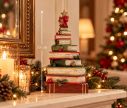 Voir la slide Décoration Noël pile de livres résine étoile nœud houx boules L17 x H33cm
