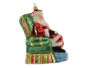 Suspension Père-Noël fauteuil verre soufflé H 18cm Suspension Père-Noël fauteuil verre soufflé H 18cm