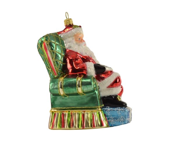 Suspension Père-Noël fauteuil verre soufflé H 18cm
