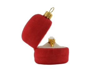 Suspension de Noël originale écrin rouge bague de fiançailles en verre soufflé H8 cm