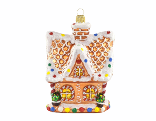 Suspension de Noël en verre soufflé maison pain d'épice verre H 16cm Suspension de Noël en verre soufflé maison pain d'épice verre H 16cm