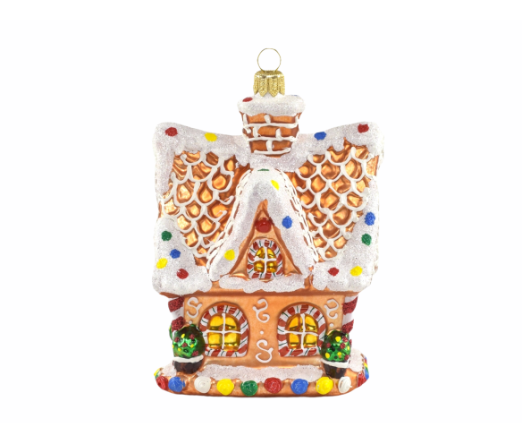 Suspension de Noël en verre soufflé maison pain d'épice verre H 16cm