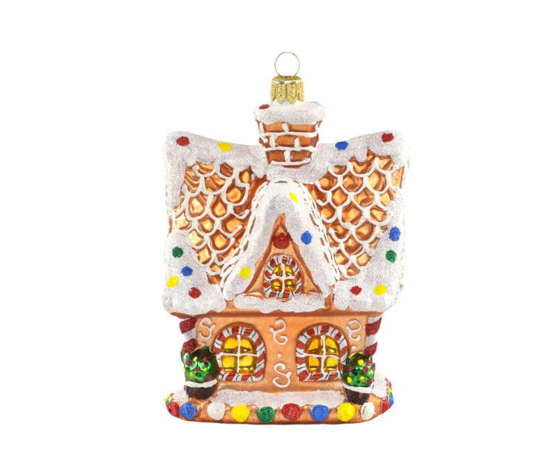 Suspension de Noël en verre soufflé maison pain d'épice verre H 16cm