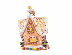 Suspension de Noël en verre soufflé maison pain d'épice verre H 16cm Suspension de Noël en verre soufflé maison pain d'épice verre H 16cm