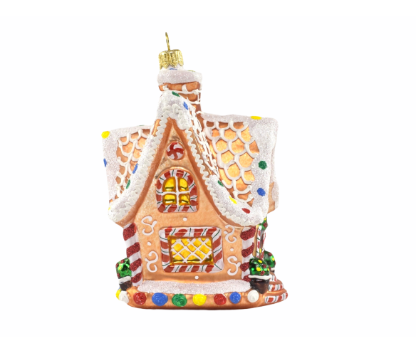 Suspension de Noël en verre soufflé maison pain d'épice verre H 16cm