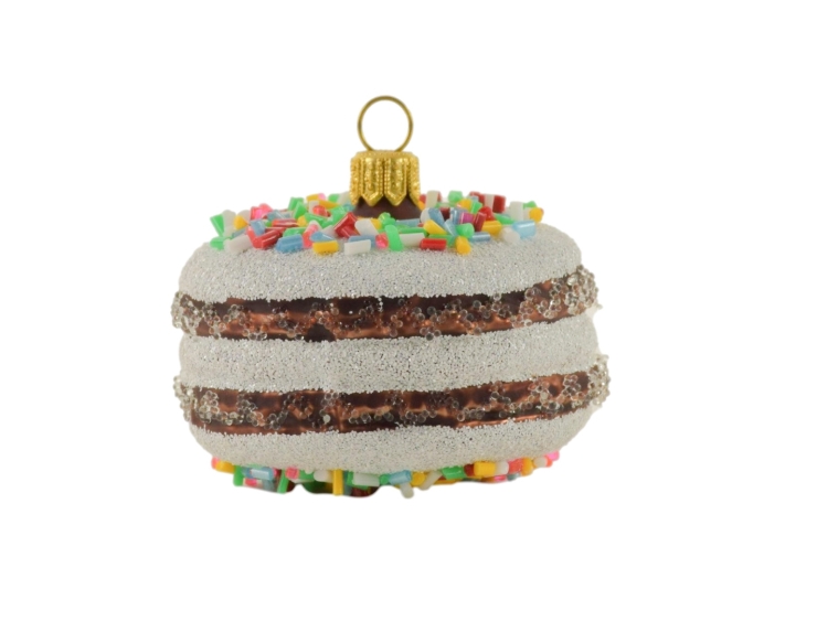 Macaron chocolat verre soufflé H6 cm