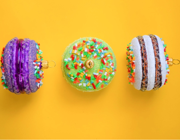 Macaron chocolat verre soufflé H6 cm