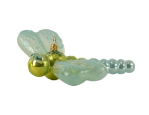 Décoration en verre soufflé originale libellule turquoise H11 cm