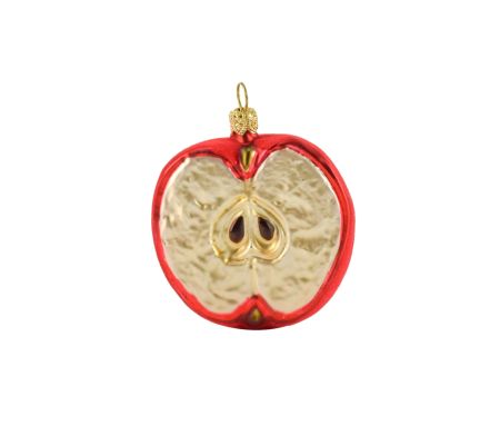 Suspension de Noël demi pomme rouge H 8cm