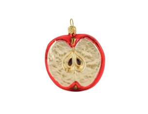 Suspension de Noël demi pomme rouge H 8cm
