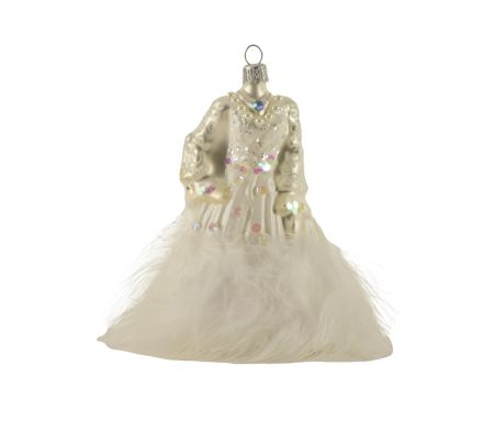Boule de Noël originale robe blanche verre soufflé H 13cm
