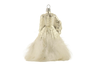 Boule de Noël originale robe blanche verre soufflé H 13cm