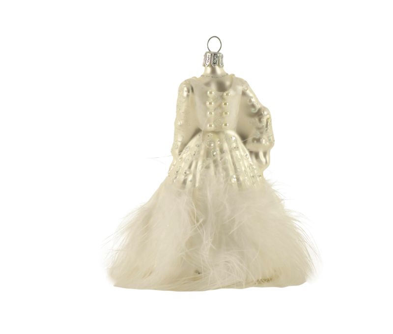 Boule de Noël originale robe blanche verre soufflé H 13cm