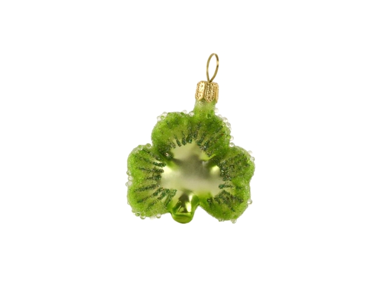 Boule de noël trèfle 3 feuilles vert en verre