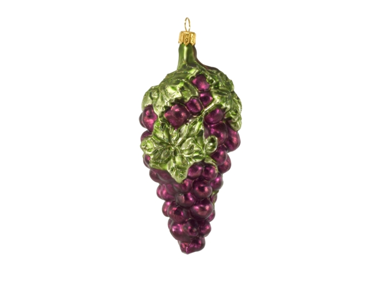 Suspension de Noël en verre soufflé grappe de raisins rouges H14cm