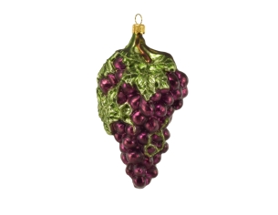 Suspension de Noël raisin rouge verre soufflé H14cm