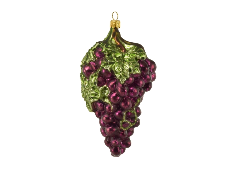 Suspension de Noël raisin rouge verre soufflé H14cm
