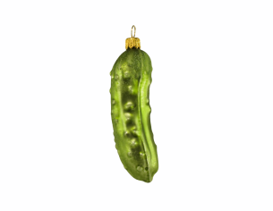 Suspension de Noël cornichon en verre soufflé, décoré à la main. Hauteur : 11cm