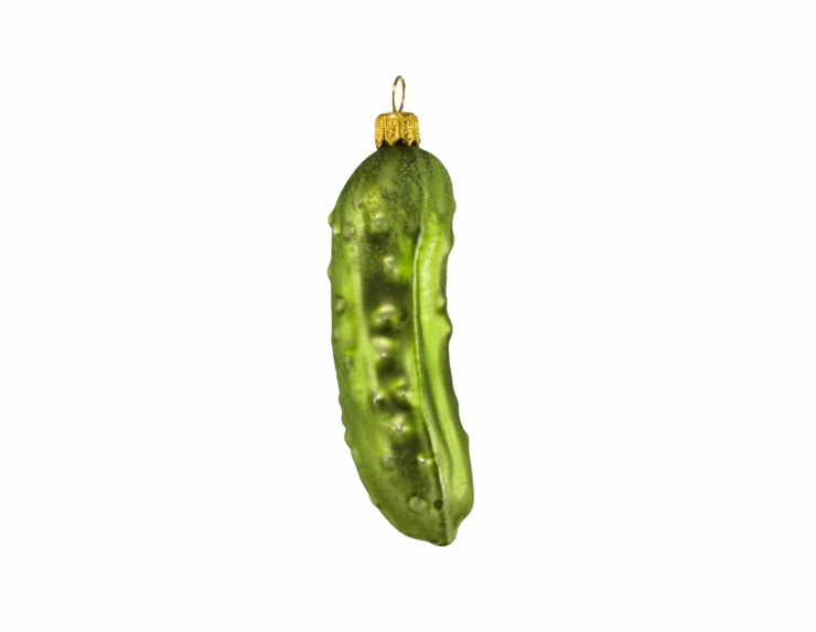 Suspension de Noël cornichon en verre soufflé, décoré à la main. Hauteur : 11cm