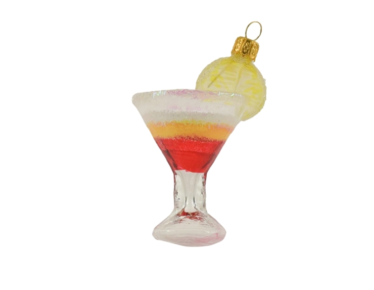 boule de noël verre cocktail rouge jaune