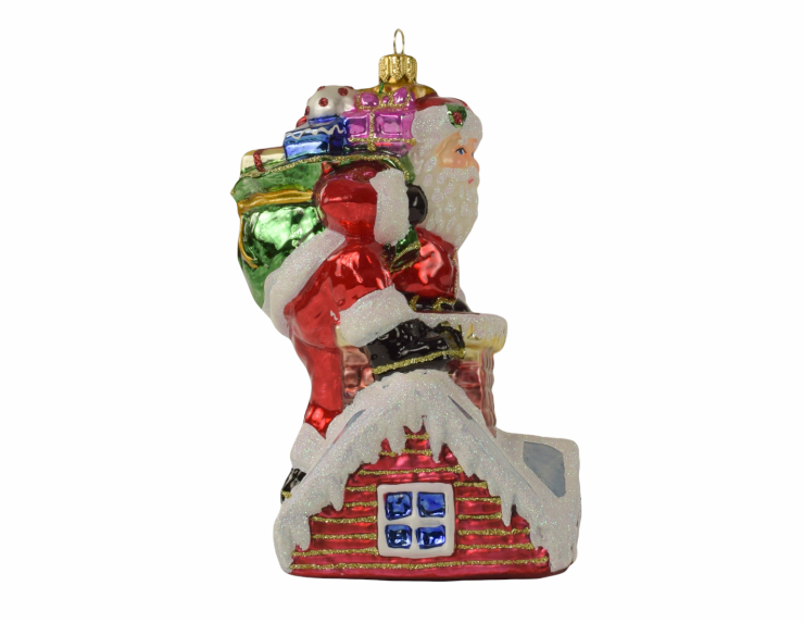 Suspension Père Noël cadeaux cheminée H 18cm