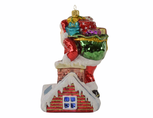 Suspension Père Noël cadeaux cheminée H 18cm