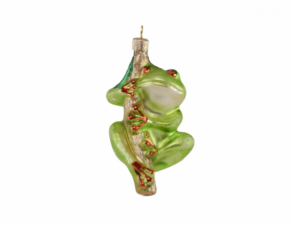 Boule de Noël grenouille verte verre soufflé