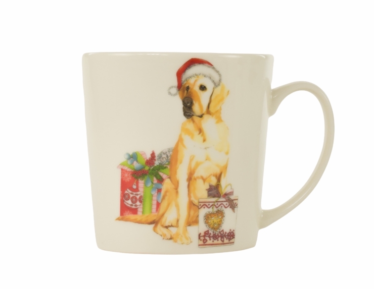 Mug de Noël labrador avec cadeaux H 10cm 420ml