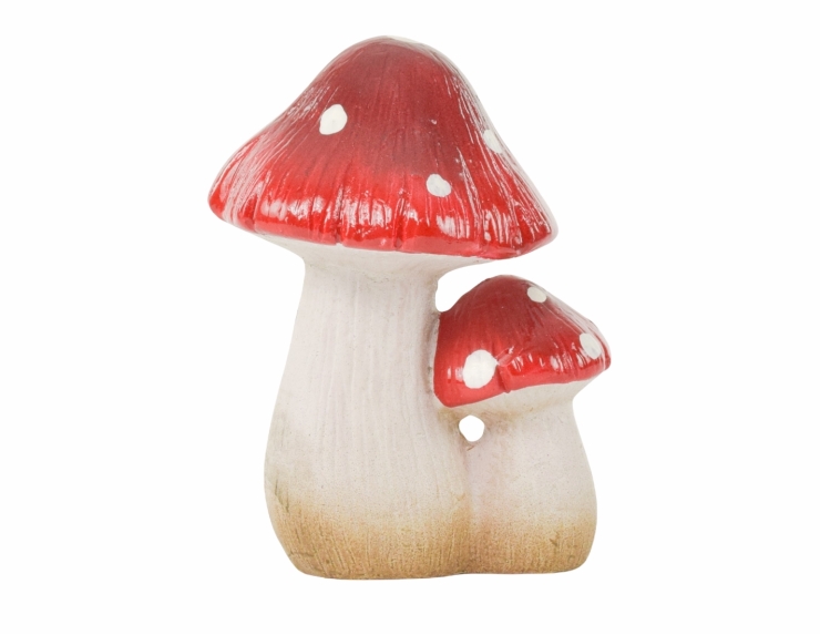 Duo de champignons décoratif rouge et...