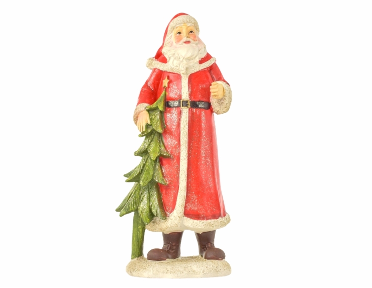 Figurine Père Noël en bois avec sapin...