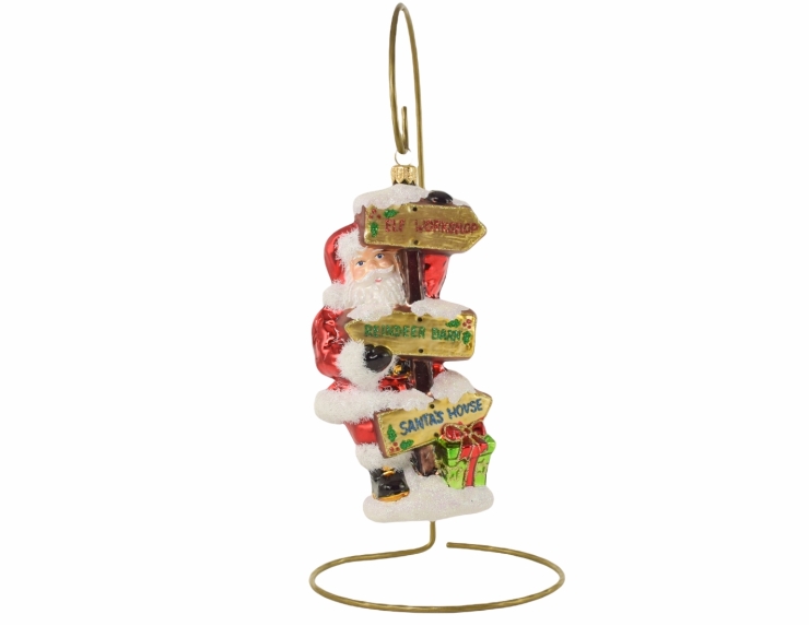 Support pour boule de Noël doré H28 cm