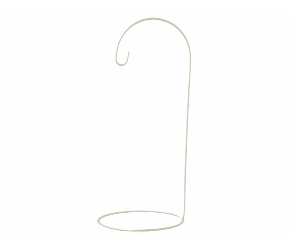 Support boule de Noël métal blanc crochet fin socle rond H28cm