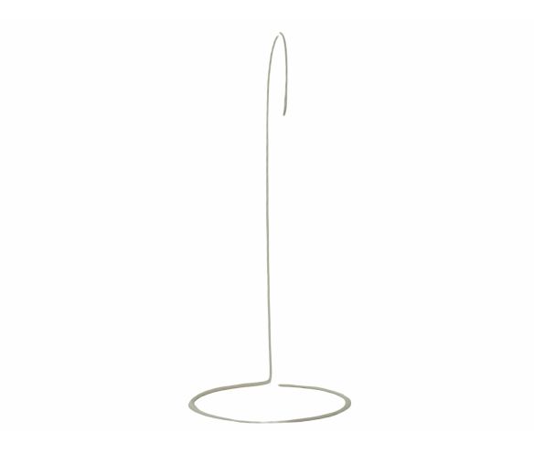 Support boule de Noël métal blanc crochet fin socle rond H28cm