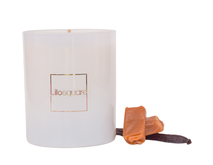 Bougie parfumée vanille caramel cire naturelle 250gr 60h