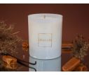 Voir la slide Bougie parfumée vanille caramel en cire de soja naturelle verre soufflé blanc logo doré 250g - Lilosquare