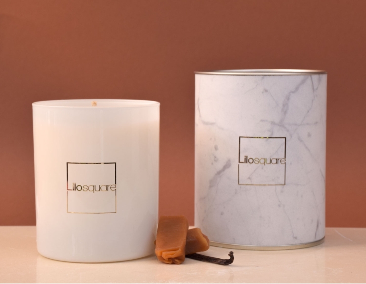 Bougie parfumée vanille caramel cire naturelle 250gr 60h