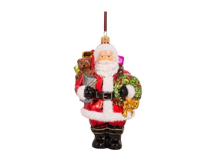 Suspension Père Noël couronne H19cm