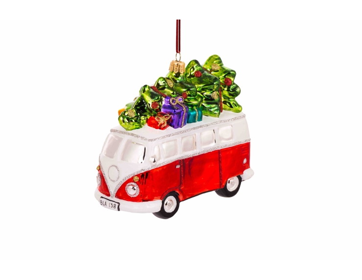 Décoration de Noël en verre van vintage avec sapin H 12cm