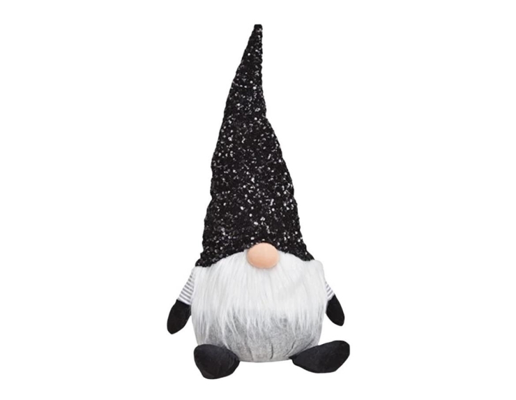 Gnome géant noir et blanc textile H 72cm