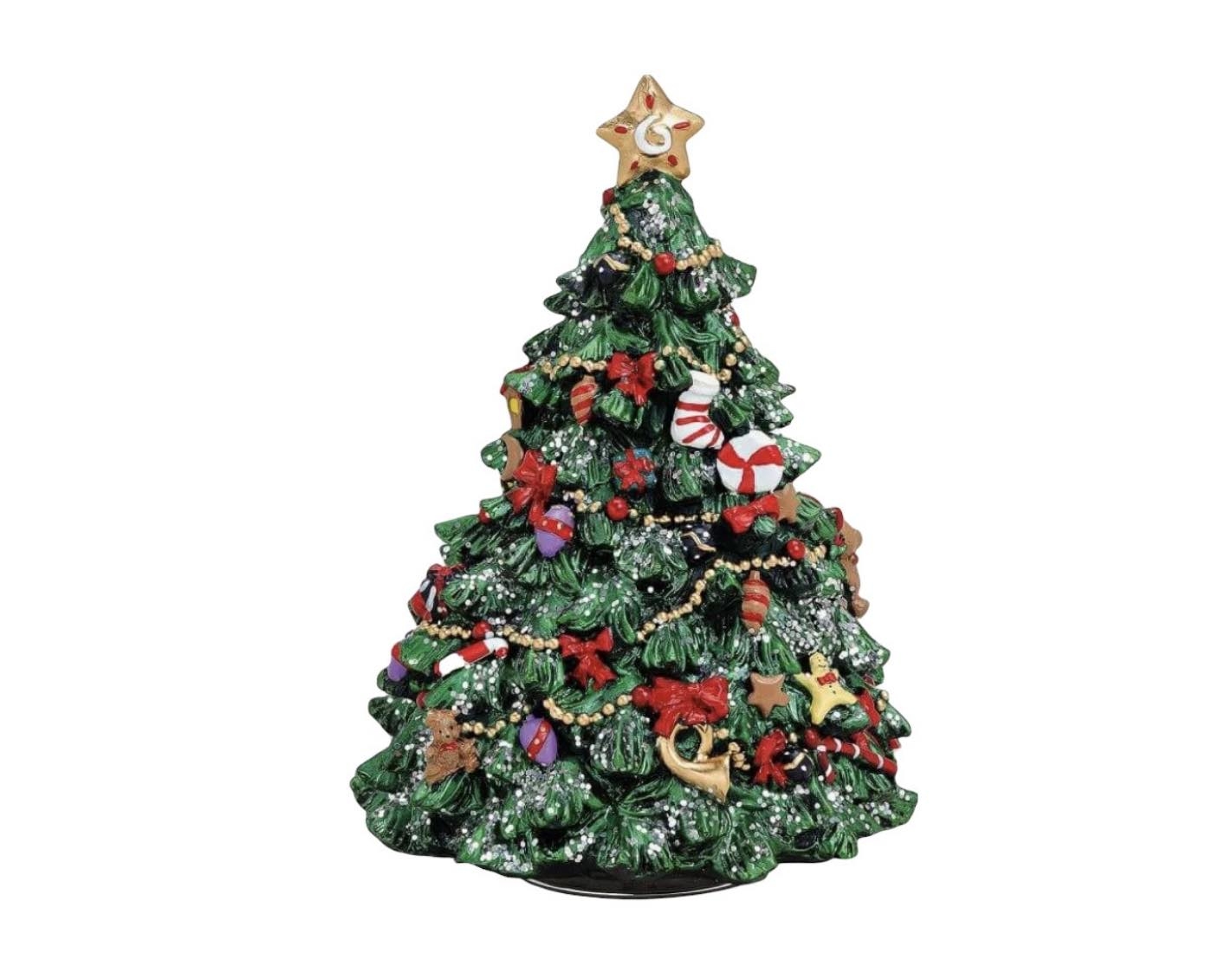 Boîte à musique sapin de Noël décoré H 17cm