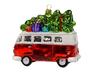 Décoration de Noël en verre van vintage avec sapin H 12cm