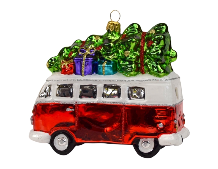 Décoration de Noël en verre van vintage avec sapin H 12cm